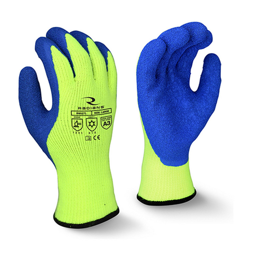 Radians RWG27 7 Ga Hi-Viz Yellow/Latex Dip, Cut Resistant Glove, A3