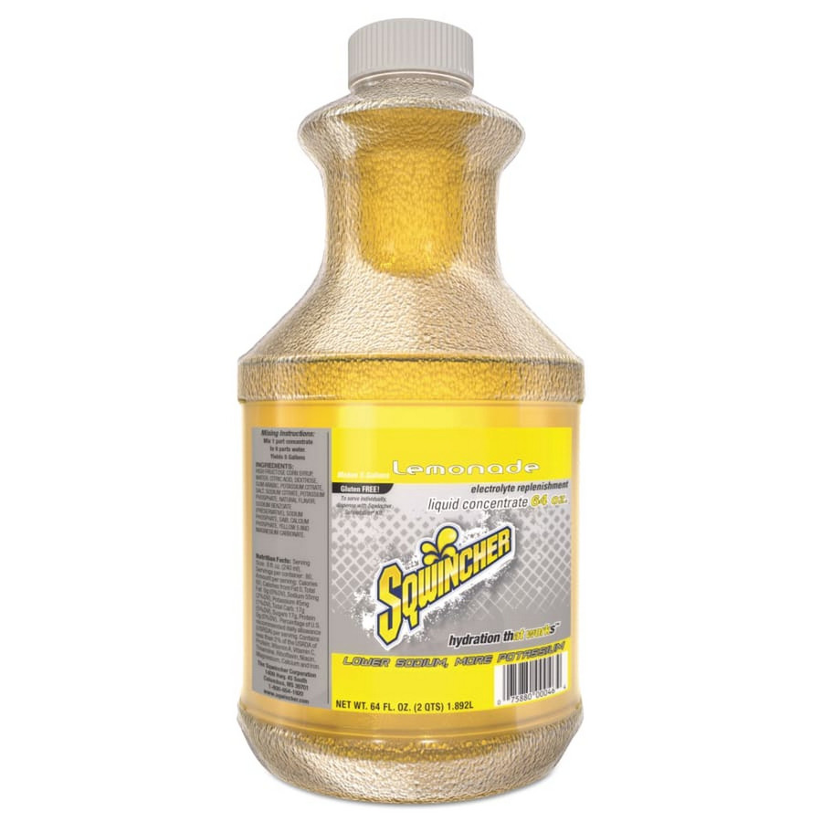 Sqwincher 690-159030323 Liquid Concentrate, Lemonade, 64 oz, Bottle, Yields 5 gal. 6 Bottles/Case