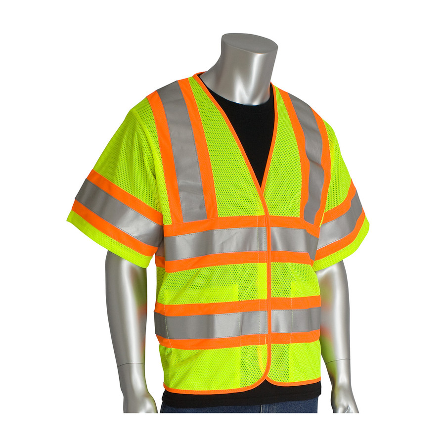 PIP 305-HSVPFR ANSI Type R Class 3 FR Treated Two-Tone Mesh Vest Hi-Vis Yellow