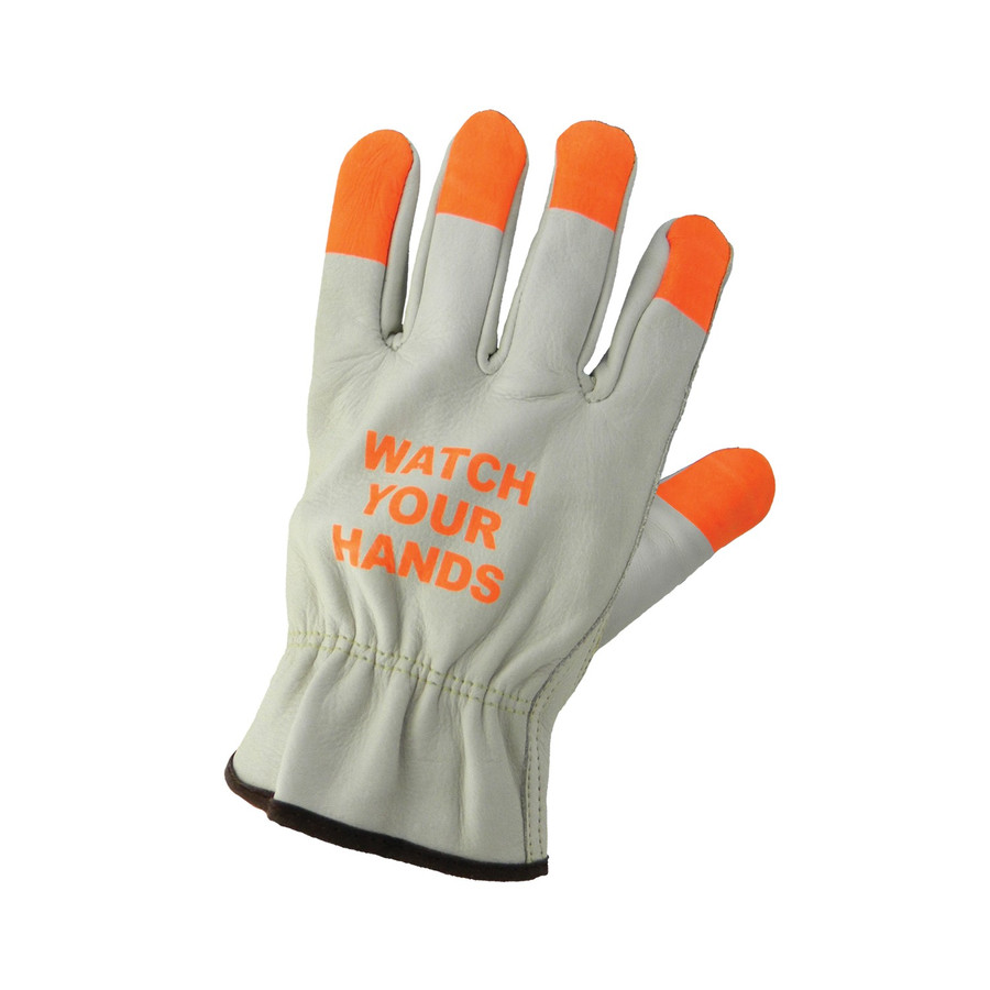 Global Glove 3200WH - High-Visibility Fingertips Leather Driver Style Gloves