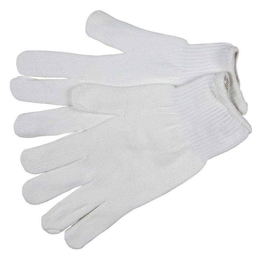 MCR Safety 9630XSM 10 Gauge String Knit, 100% White Stretch Nylon, Hemmed
