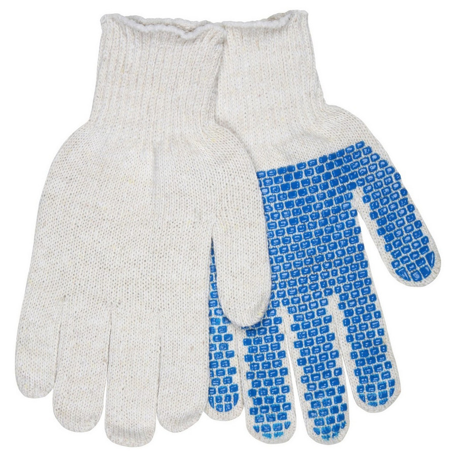 MCR Safety 9650SMB 7 Gauge Regular Weight Cotton/Polyester, Blue PVC Blocks 1 Side
