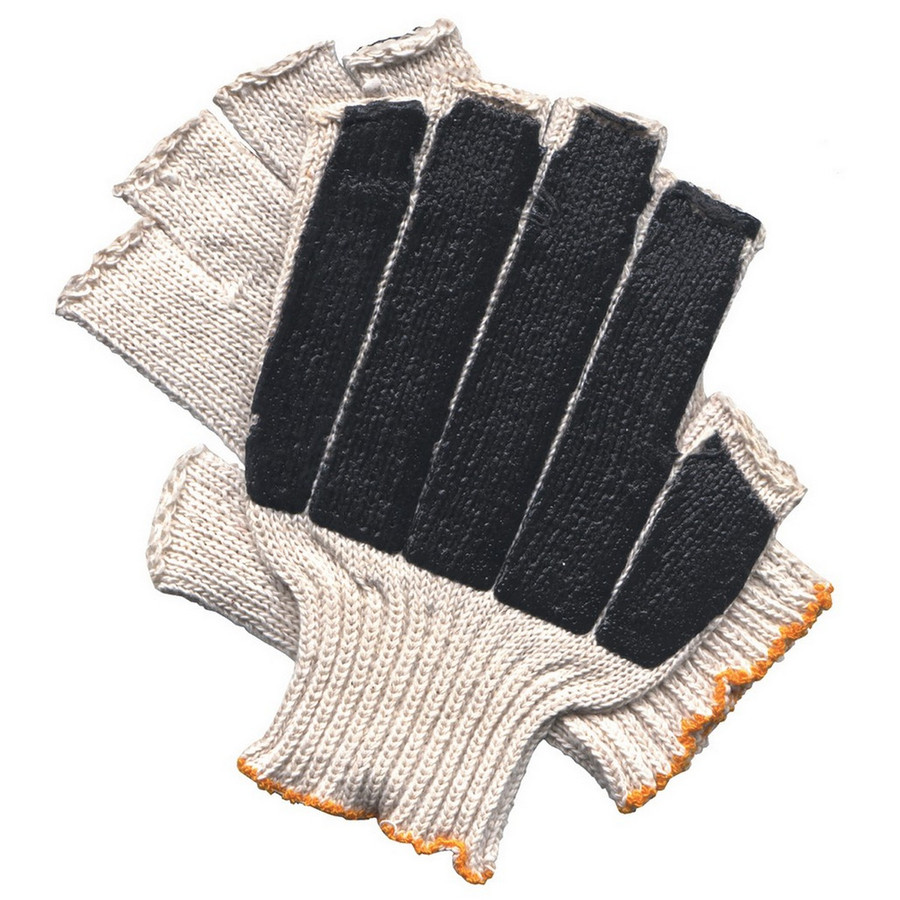 MCR Safety 9679SM 7 Gauge Regular Weight Cotton/Polyester, Fingerless, Black PVC Palm Coat