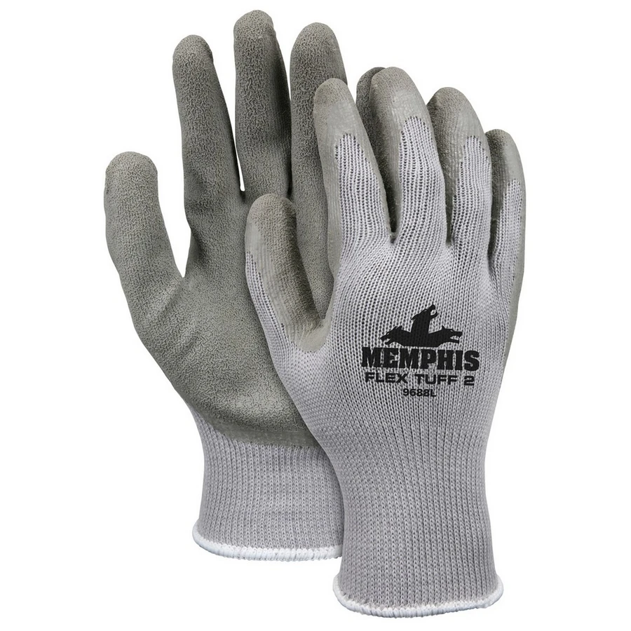 MCR Safety 9688S Memphis Flex Tuff II, 10 Gauge Cotton/Polyester Shell, Latex Palm & Fingertips,Â Knit Wrist