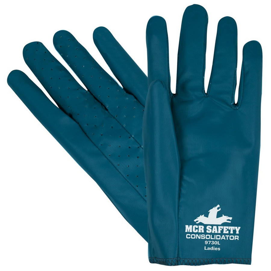 MCR Safety 9730S Consolidator Premium Nitrile Cut & Sewn, Interlock Liner, Ladies Sizing
