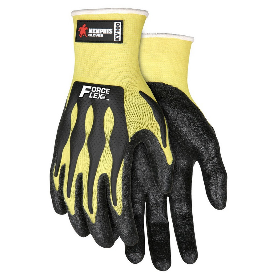 MCR Safety KV100M 13 gauge stretch DuPont Kevlar, Black nitrile palm & fingers, TPR back
