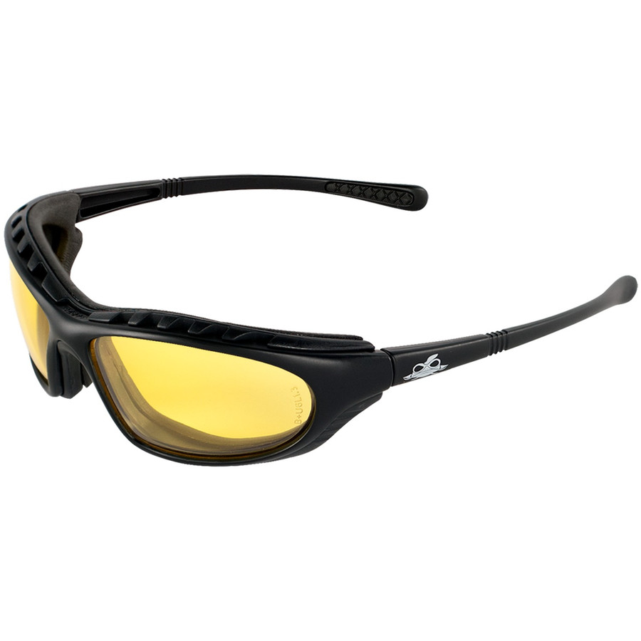 Bullhead Safety BH1364AF - Steelhead Yellow Anti-Fog Lens Foam Lined Safety Glasses