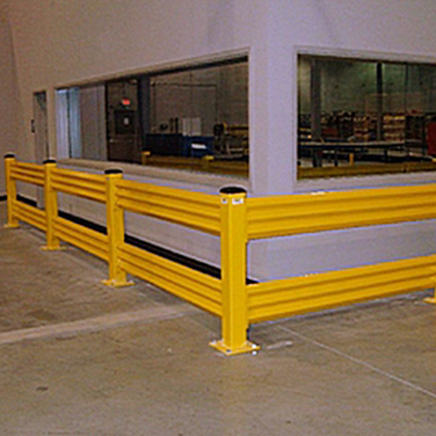 Savety Yellow 5RPIN-42-DBL 42" Double Heavy Duty In-Line Post Guardrail
