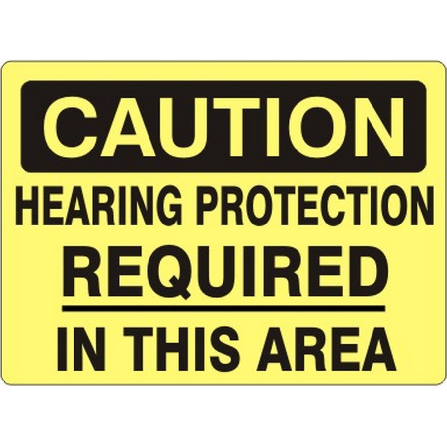 Safehouse Signs C-961731 Hearing Protection Required In This Area - Caution Sign, 10X14, Aluminum (.040)