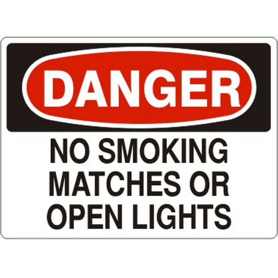 Safehouse Signs D-473914 No Smoking  Matches Or Open Lights - Danger Sign, 3X5, Adhesive Vinyl