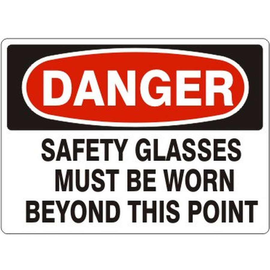 Safehouse Signs D-710431 Safety Glasses Must Be Worn Beyond This Point - Danger Sign, 10X14, Aluminum (.040)