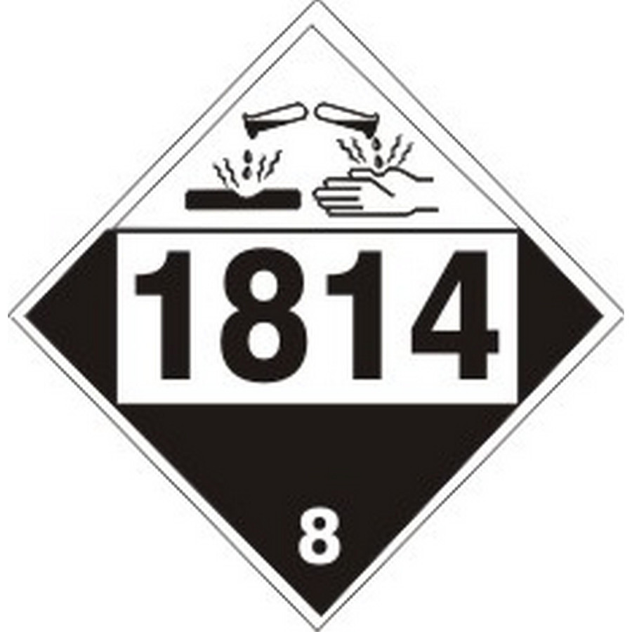 Safehouse Signs DOT-18144 1814 Potassium Hydroxide Solution - Class 8 Placard, 10.75, Adhesive Vinyl