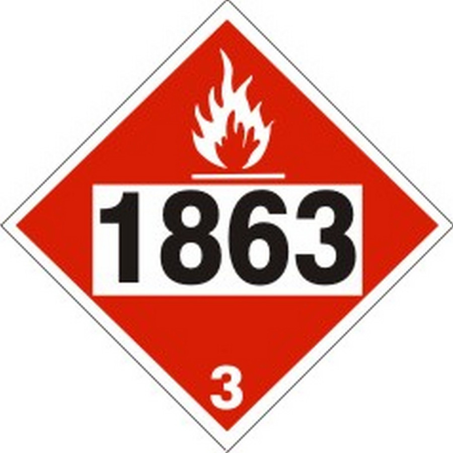 Safehouse Signs DOT-18634 1863 Fuel, Aviation, Turbine, Engine - Class 3 Placard, 10.75, Adhesive Vinyl