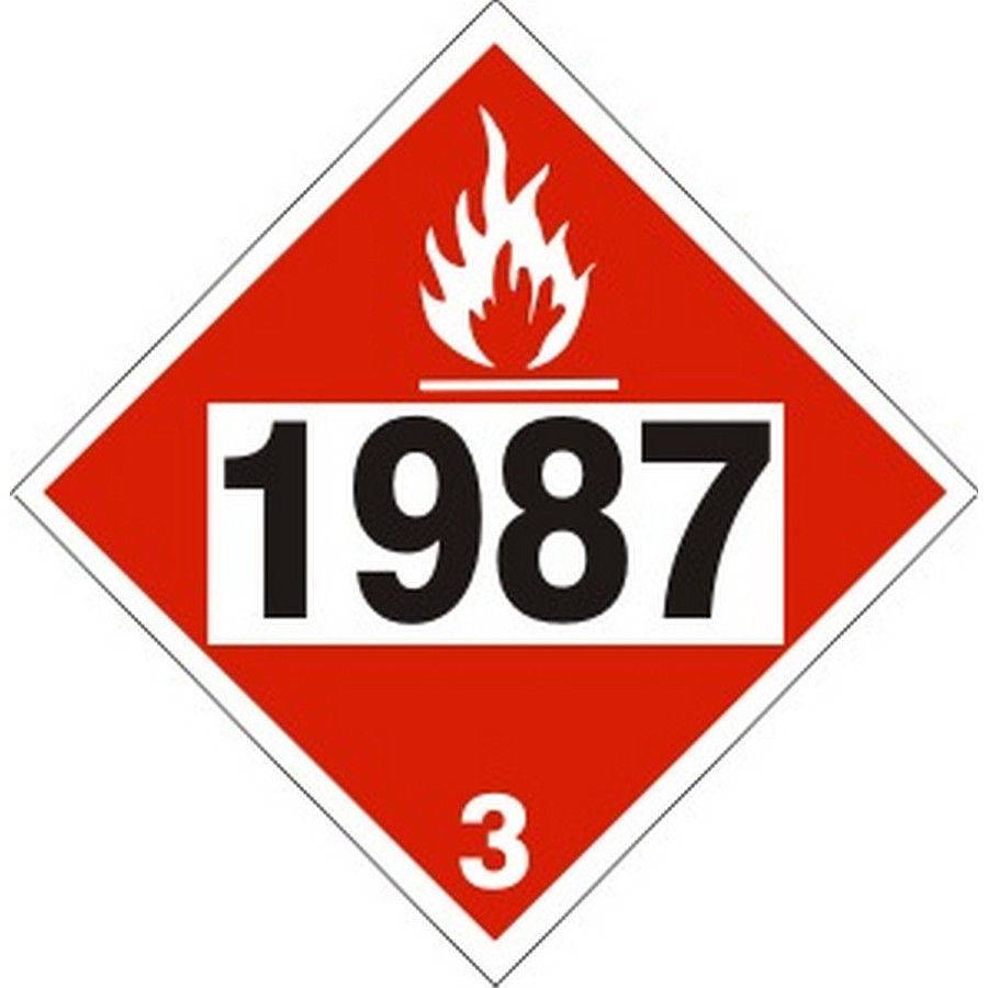 Safehouse Signs DOT-19879 1987 Alcohol, Denatured Alcohol - Class 3 Placard, 10.75, Rigid Vinyl