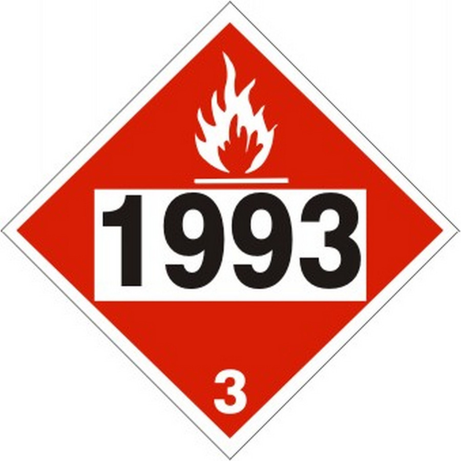 Safehouse Signs DOT-96759 1993 Flammable Liquid, Combustible Liquid - Class 3 Placard, 10.75, Rigid Vinyl