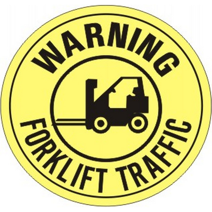 Safehouse Signs FD-21 Warning Forklift Traffic With Forklift Picto Floor Decal, 17”, Anti-Slip