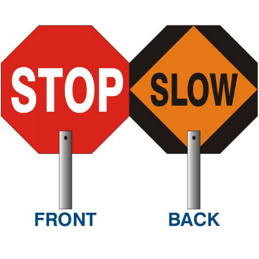 Safehouse Signs PL-17A Stop Slow Paddle Sign - 10 Inch Wooden Handle, 18”, Aluminum (.040)
