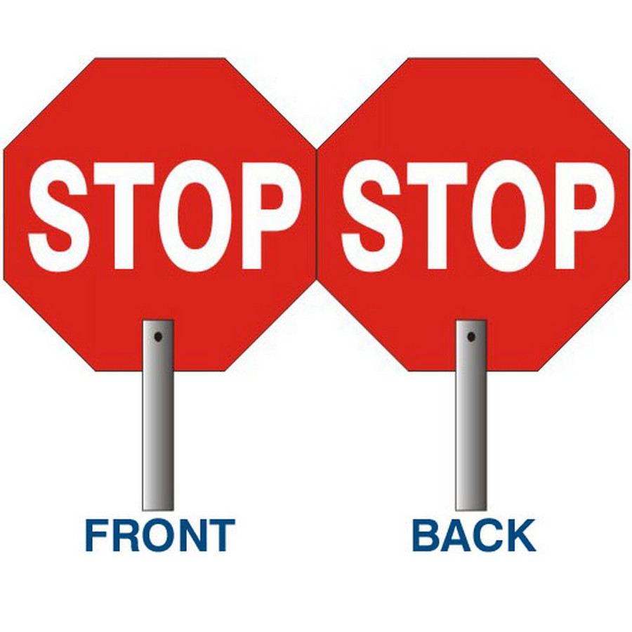 Safehouse Signs PS-17R Stop Stop Paddle Sign - 10 Inch Wooden Handle, 18”, Aluminum (.040) Egp Reflective