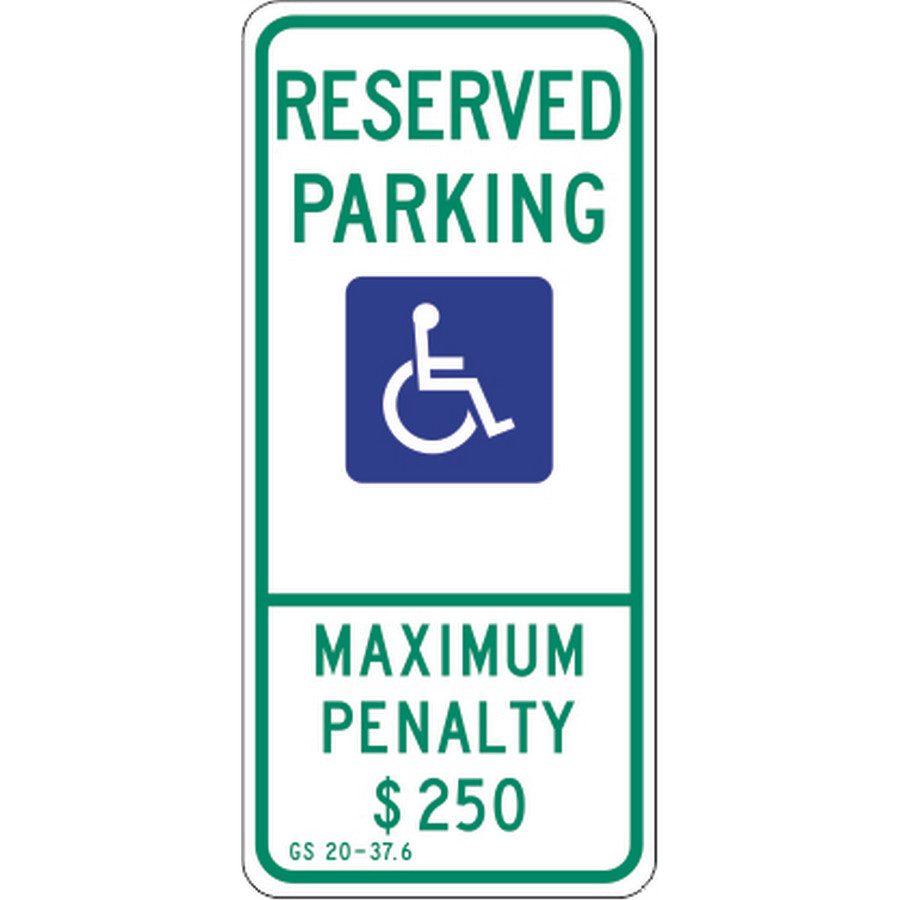 Safehouse Signs R7-8ENAL Reserved Parking Picto Maximum Penalty $250 - Handicapped Parking Sign, 26X12, Aluminum (.080)