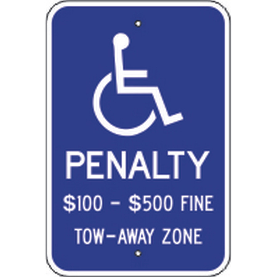 Safehouse Signs VA1218AL Picto Penalty $100 - $500 Fine Tow-Away Zone - Handicapped Parking Sign, 18X12, Aluminum (.080)