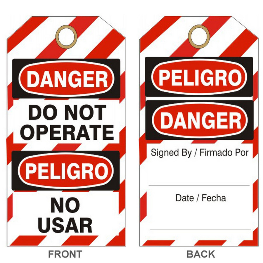 Safehouse Signs VT-1000 Danger Do Not Operate Peligro No Usar Tags, 6X3, Rigid Vinyl