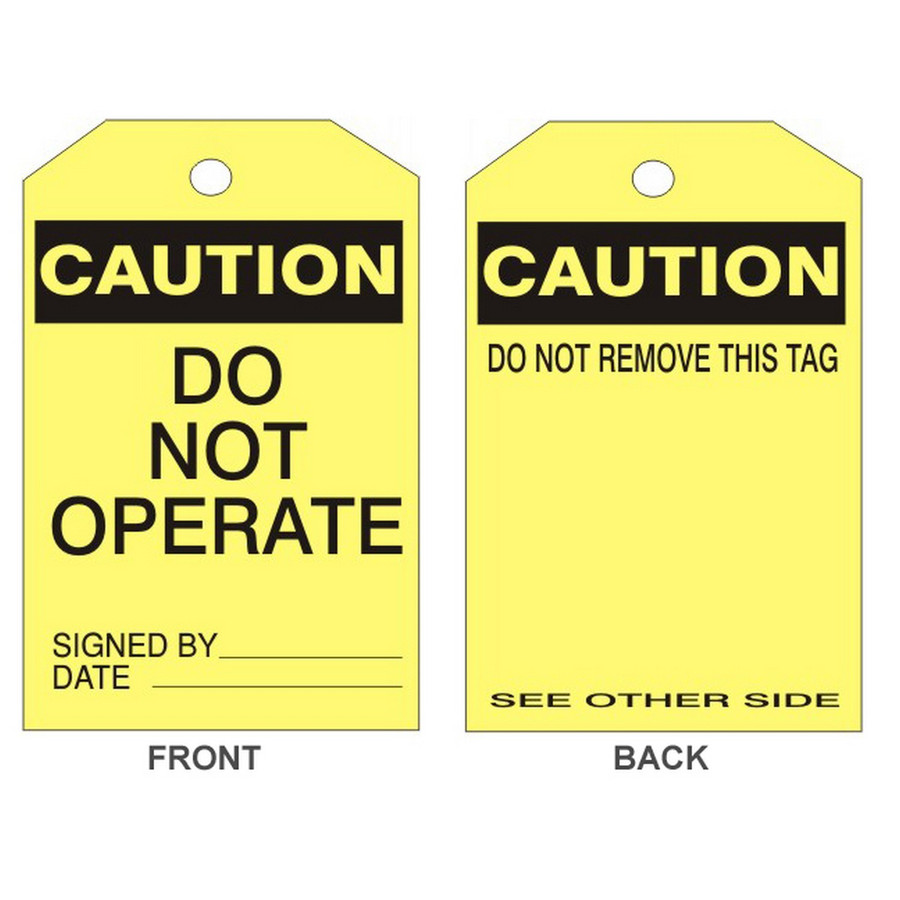Safehouse Signs VT-204 Caution Do Not Operate Tag , 6X3, Rigid Vinyl