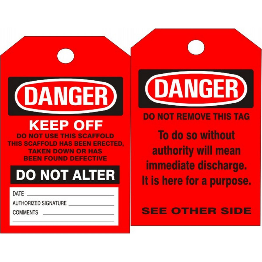 Safehouse Signs VT-714 Danger Scaffold Tags, 6X3, Rigid Vinyl
