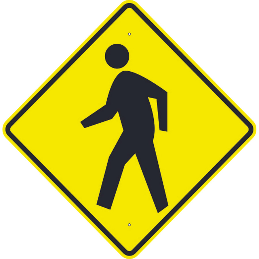 Safehouse Signs W11-2ADG27 Pedestrian Crossing Symbol - Warning Traffic Sign, 36X36, Aluminum (.080) Diamond Grade Reflective