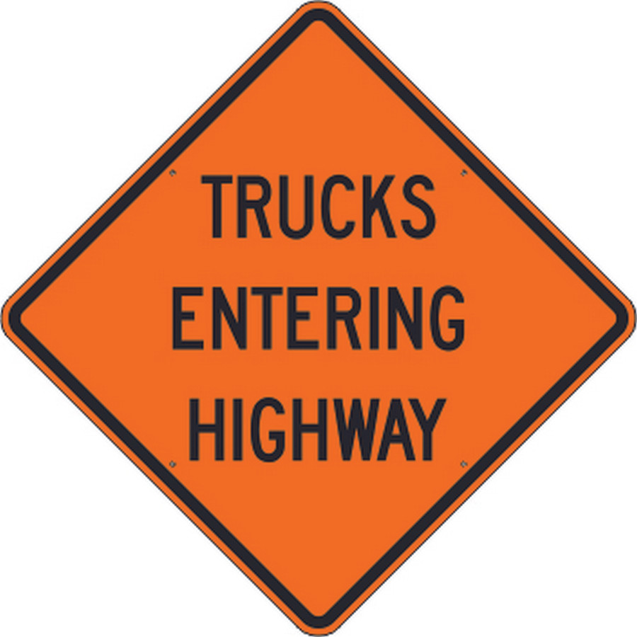Safehouse Signs W16-30HIA27 Trucks Entering Highway - Warning Traffic Sign, 36, Aluminum (.080) Hip Reflective