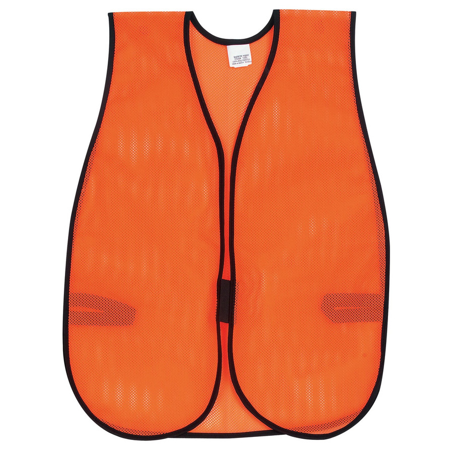 MCR Safety V201 General Purpose Safety Vest, Polyester Mesh, No Stripes, Orange