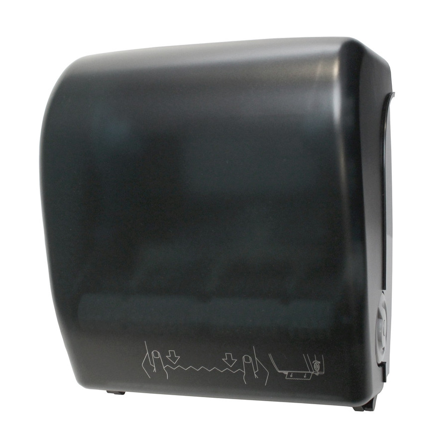 Palmer TD0202-02 Mechanical Hands Free Roll Towel Dispenser Black Translucent