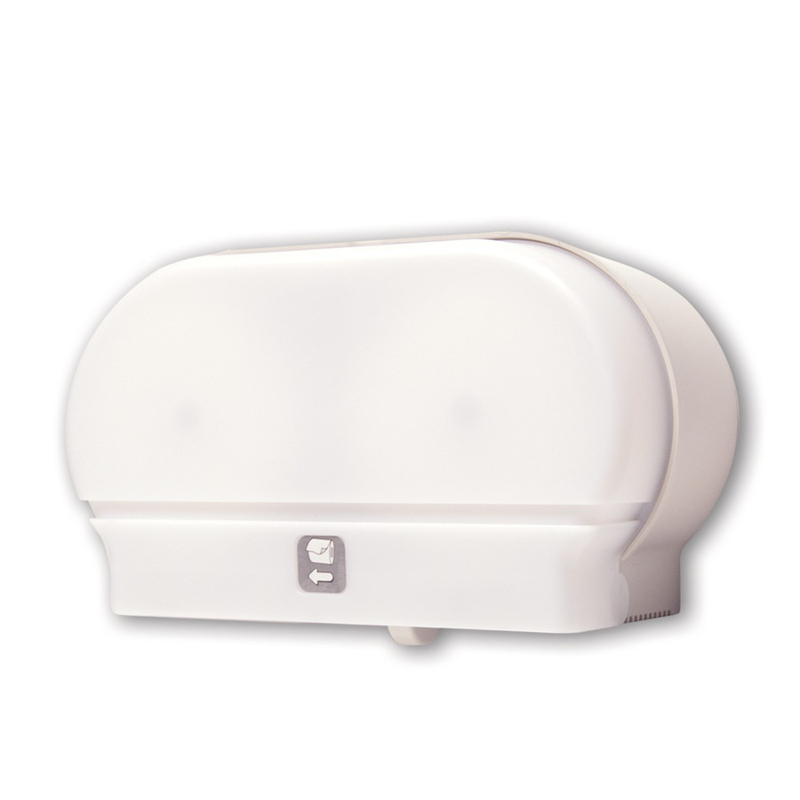 Palmer RD0321-03 Mini-Twin Standard Core Tissue Dispenser White Translucent