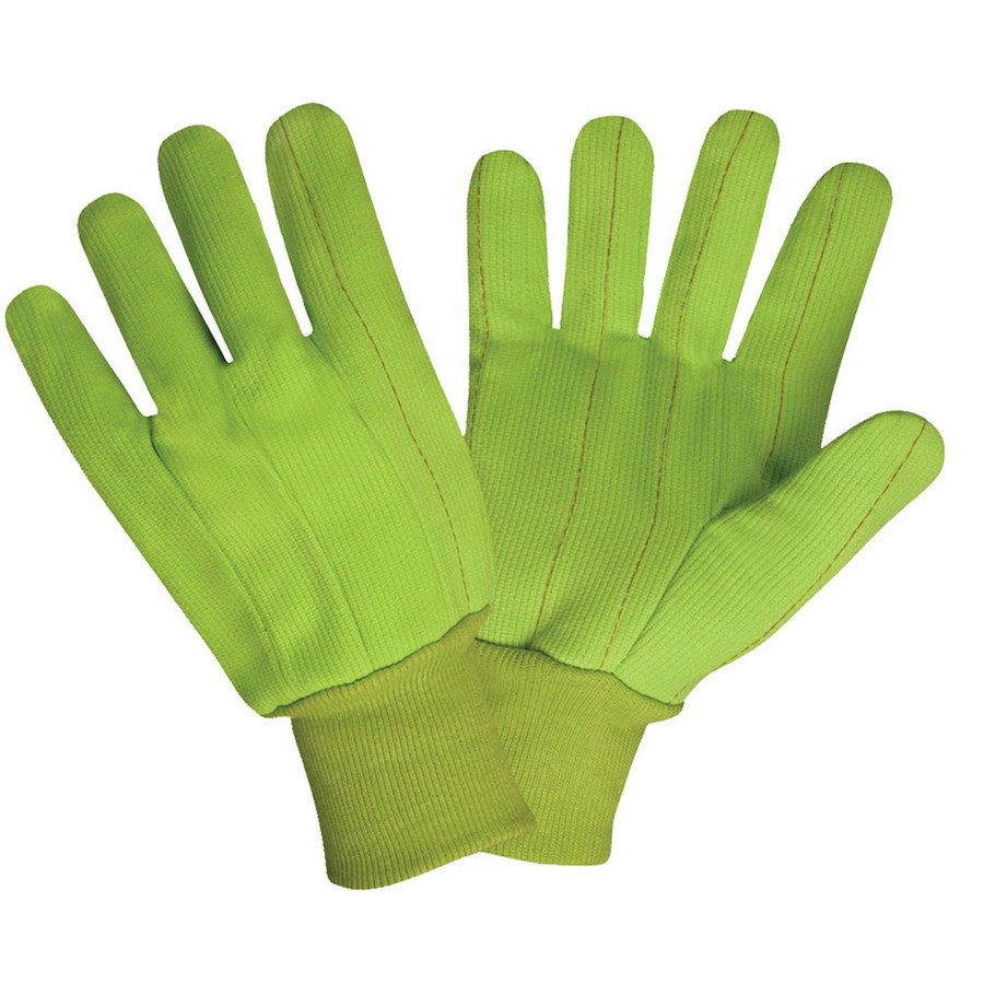 Cordova COR2850CD Canvas, Knit Wrist, Corded, Double Palm, Hi-Vis Lime