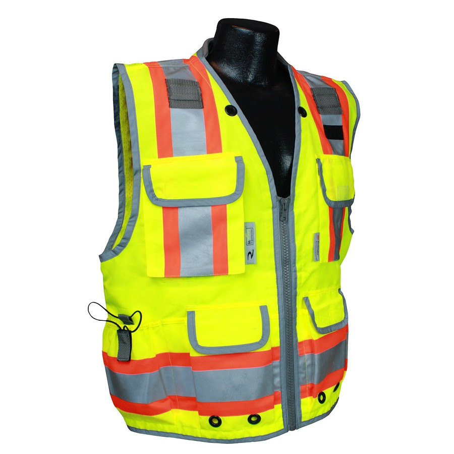Radians SV55-2ZGD Class 2 Heavy Woven Two Tone Engineer Vest Hi-Viz Green