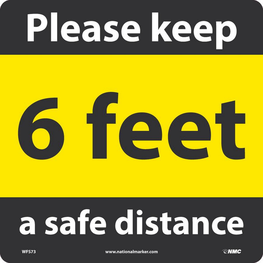 National Marker Company WFS73 12"X12" Please Keep A Safe Distance Social Distancing Vinyl Floor Sign