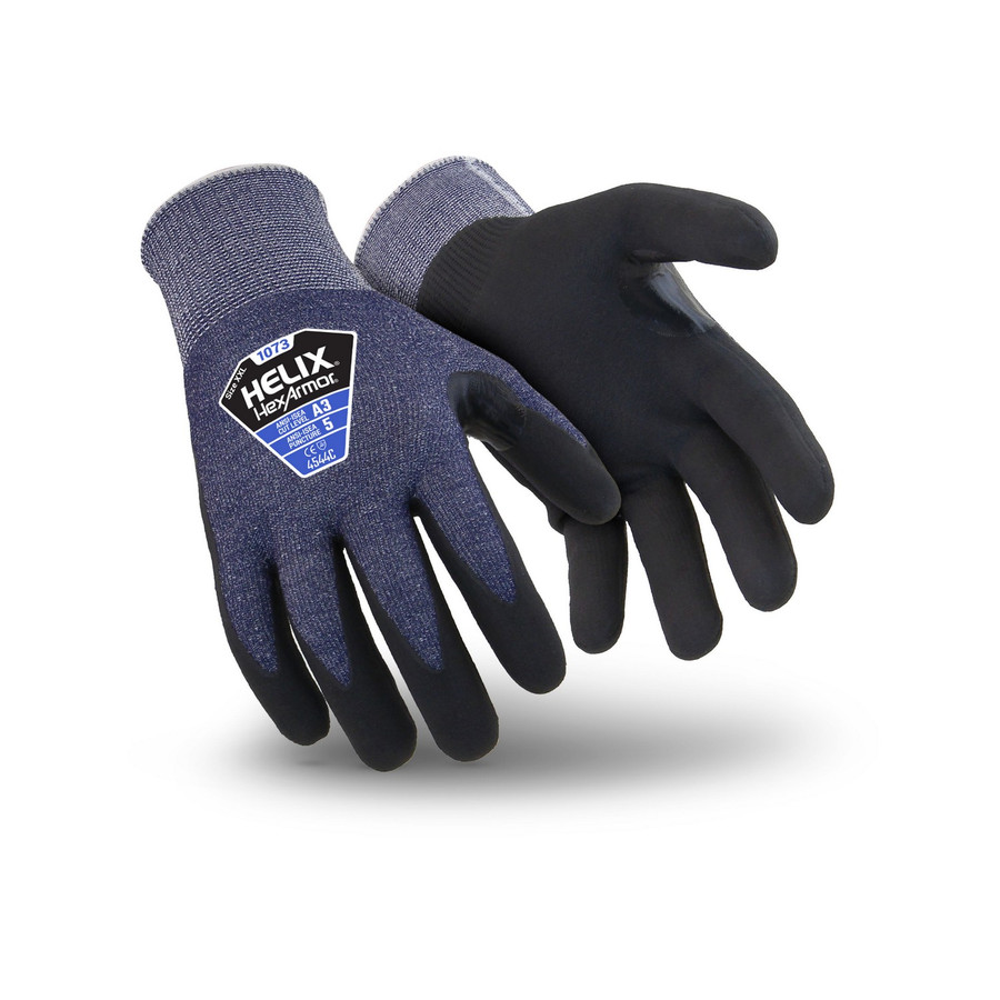 HexArmor 1073 Helix Mid Cut HPPE Blend With Foam Nitrile Dip, Cut Level A3 Glove