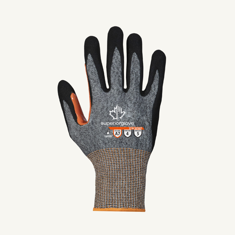 Superior Glove STACXPNRT TenActiv Glove, 13ga Blended HPPE/Steel, Micropore Nitrile Palm, Reinforces Thumb, ANSI Cut Level A7