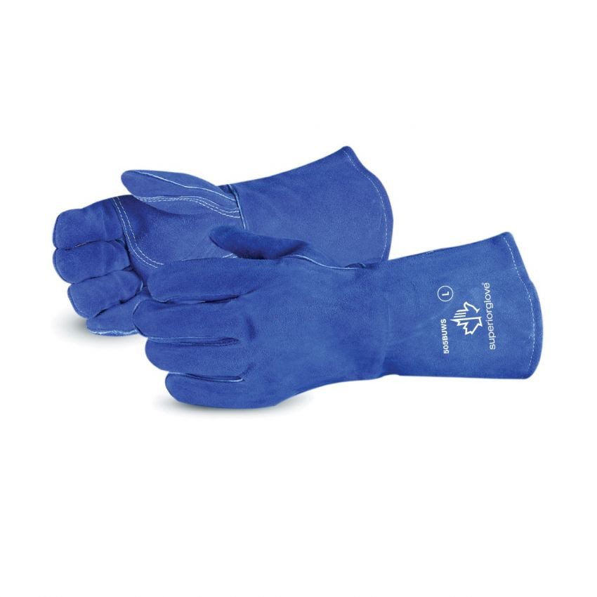 Superior Glove 505BUWS Endura Glove, Blue Split Welders, Palm/Thumb Patch, Fully Lined, Kevlar Sewn