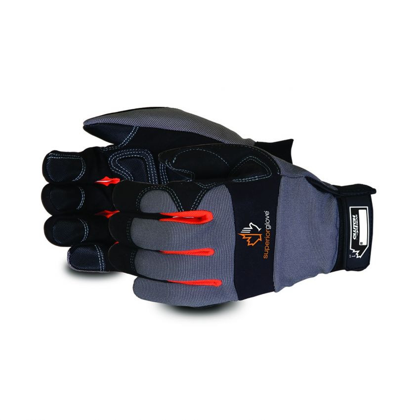 Superior Glove MXGBE Clutch Gear Glove, Black Mechinics, Synthetic Palm with Gription Patches