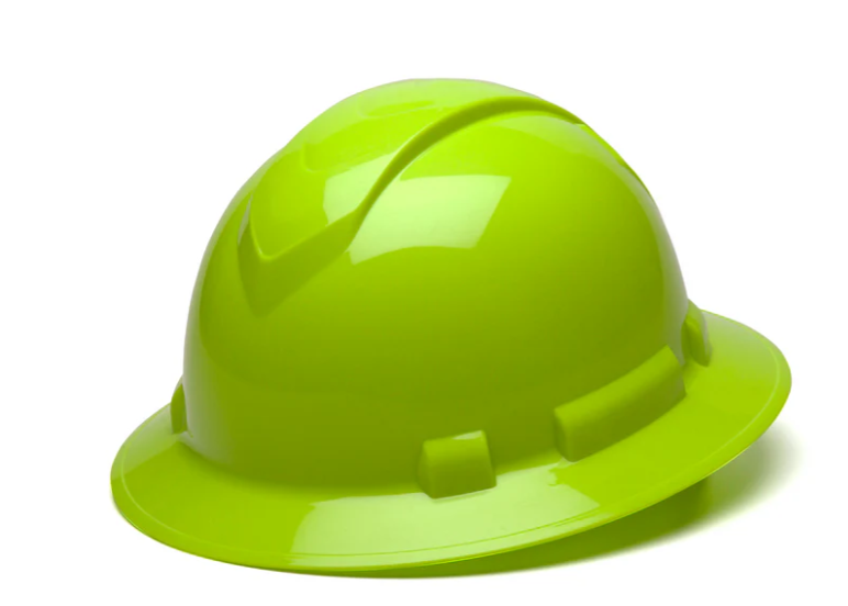 Pyramex Safety HP54131V Ridgeline Full Brim 4 Point Ratchet Hi-Vis Green Hard Hat