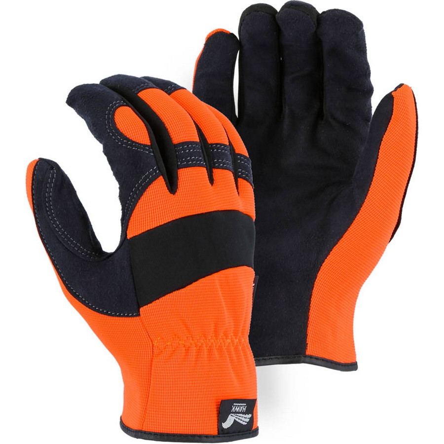 Majestic Glove 2136HO Armor Skin Mechanics Glove with Hi-Viz Knit Back