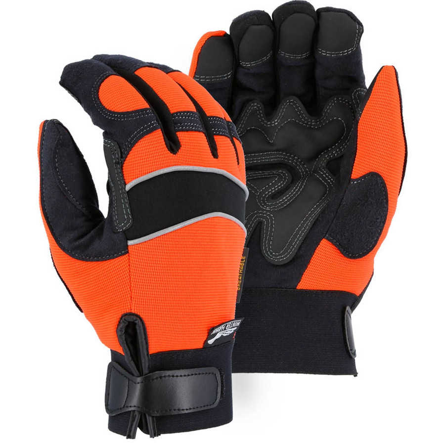 Majestic Glove 2145HOH Winter Lined Mechanics Glove with Hi-Viz Knit Back