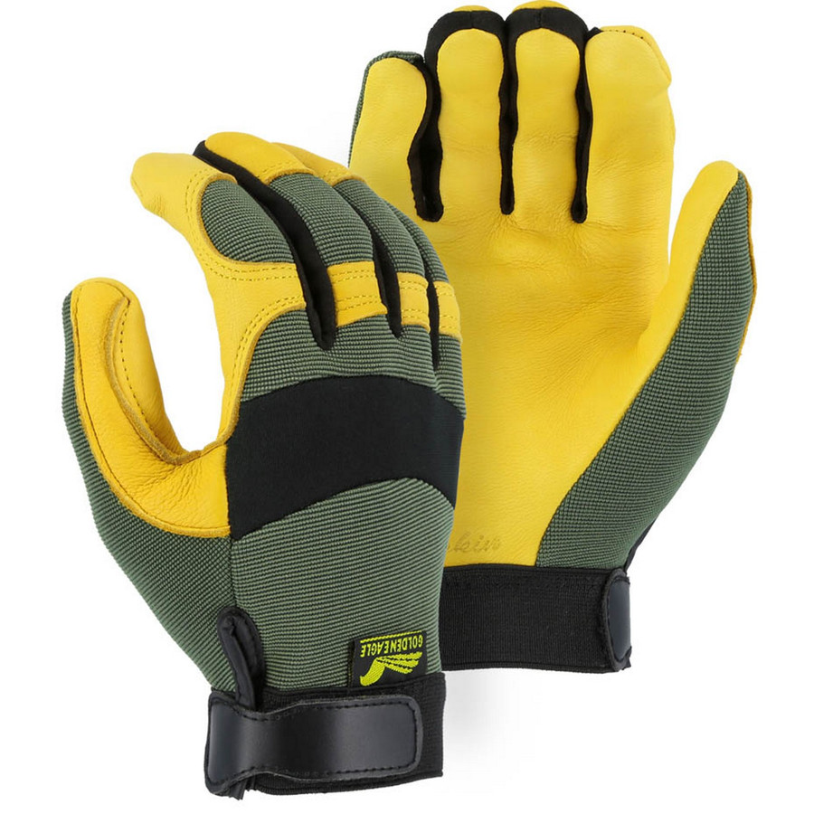 Majestic Glove 2150GR Mechanics Glove with Deerskin Palm and Knit Back