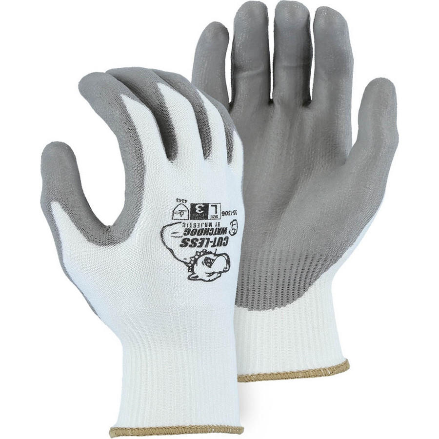 Majestic Glove 35-1306 Cut-Less Watchdog Knit Glove w Polyurethane Palm
