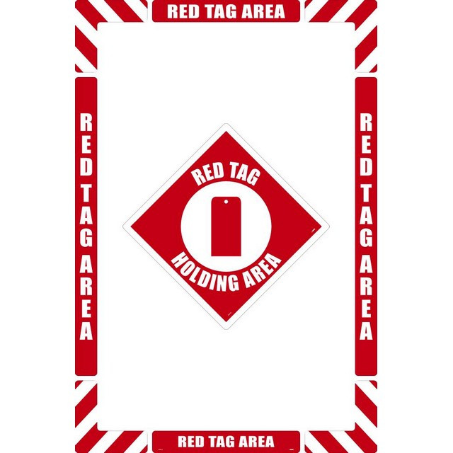 National Marker Company WFK10 36"X24" Textured Walk-On Red Tag Area Floor Marking Kit