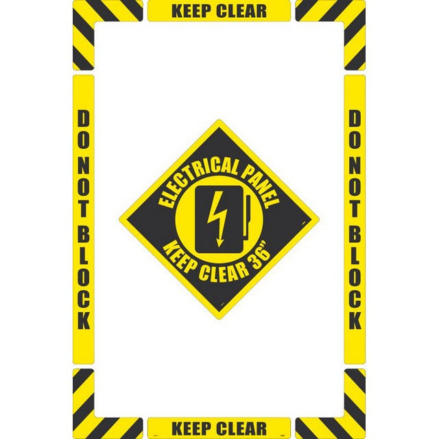 National Marker Company WFK05 36"X24" Textured Walk-On Electrical Panel Floor Marking Kit