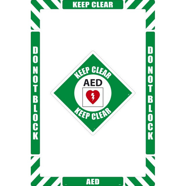 National Marker Company WFK03 36"X24" Textured Walk-On AED Floor Marking Kit