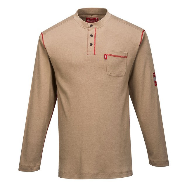 Portwest FR02 Bizflame Henley Neck T-Shirt Khaki