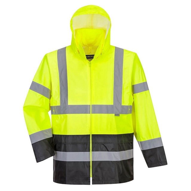 Portwest UH443 Hi-Vis Contrast Rain Jacket Yellow/Black