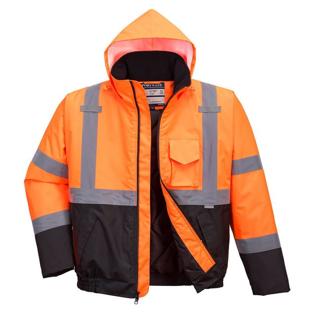 Portwest US363 Hi-Vis Two-Tone Bomber Jacket Orange/Black